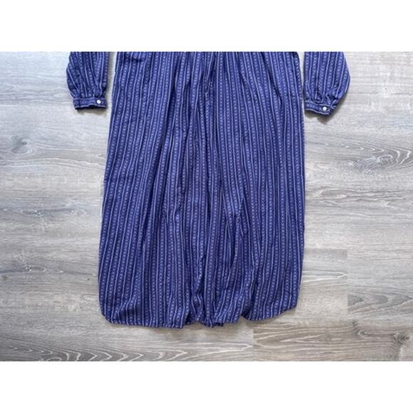 Vtg 90s LL BEAN Purple Striped Cotton Flannel Pajama Nightgown Sleepwear Sz L - Picture 2 of 8
